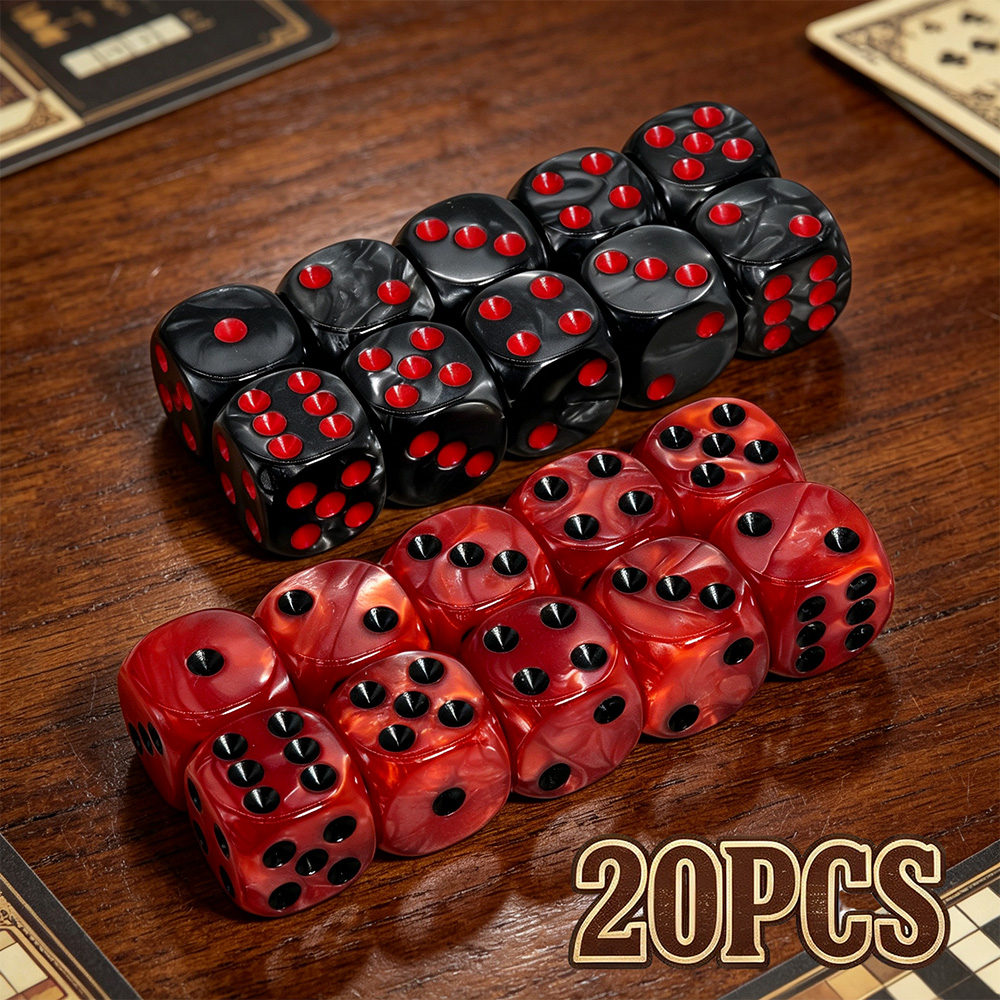 Board Game Live - 20PCS Acrylic Dice Set,D6 Black &
