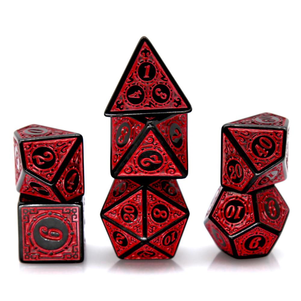 7Pcs Black Red Acrylic Polyhed - Board Game Live ulasan dan harga